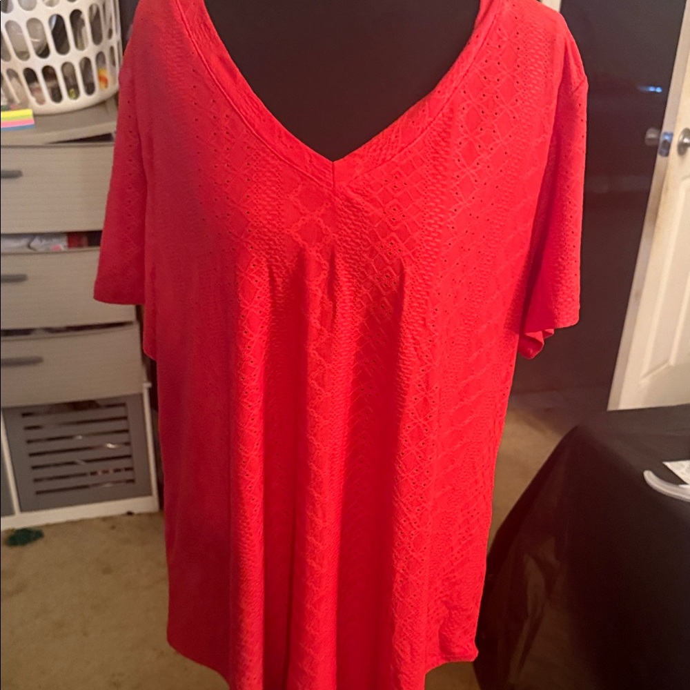 Women's Red V-Neck Top